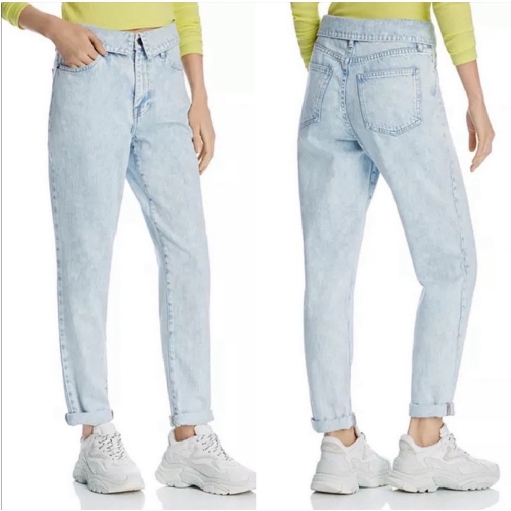 Pistola Fold Over Stone Washed Light Blue Women's Jeans Sz 27